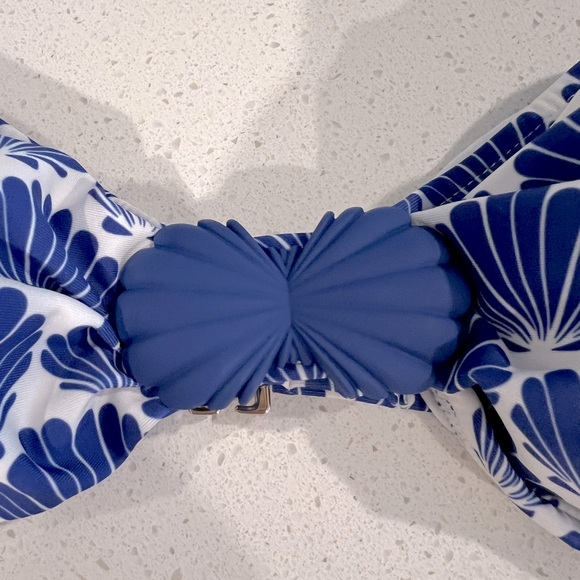 🦀kate spade new york Seashell Print Blue Bandeau Bikini Top and Bottom NWT - Picture 5 of 12